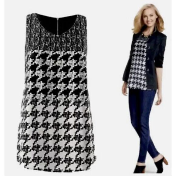 CAbi Broken Check Houndstooth Sleeveless Top Small #3090 - Picture 1 of 6